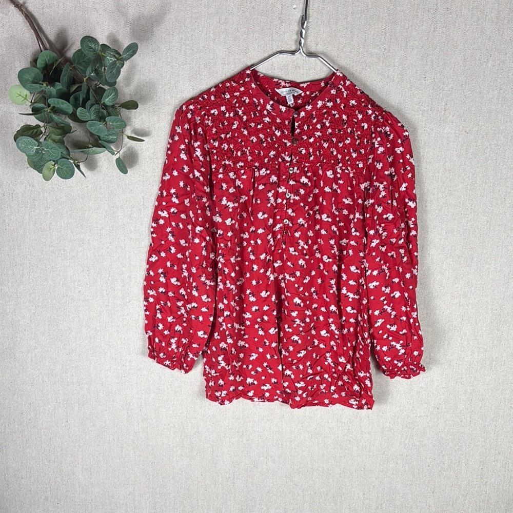 Lucky Brand > Red Floral Blouse Small